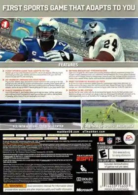 Madden NFL 09 (USA) box cover back